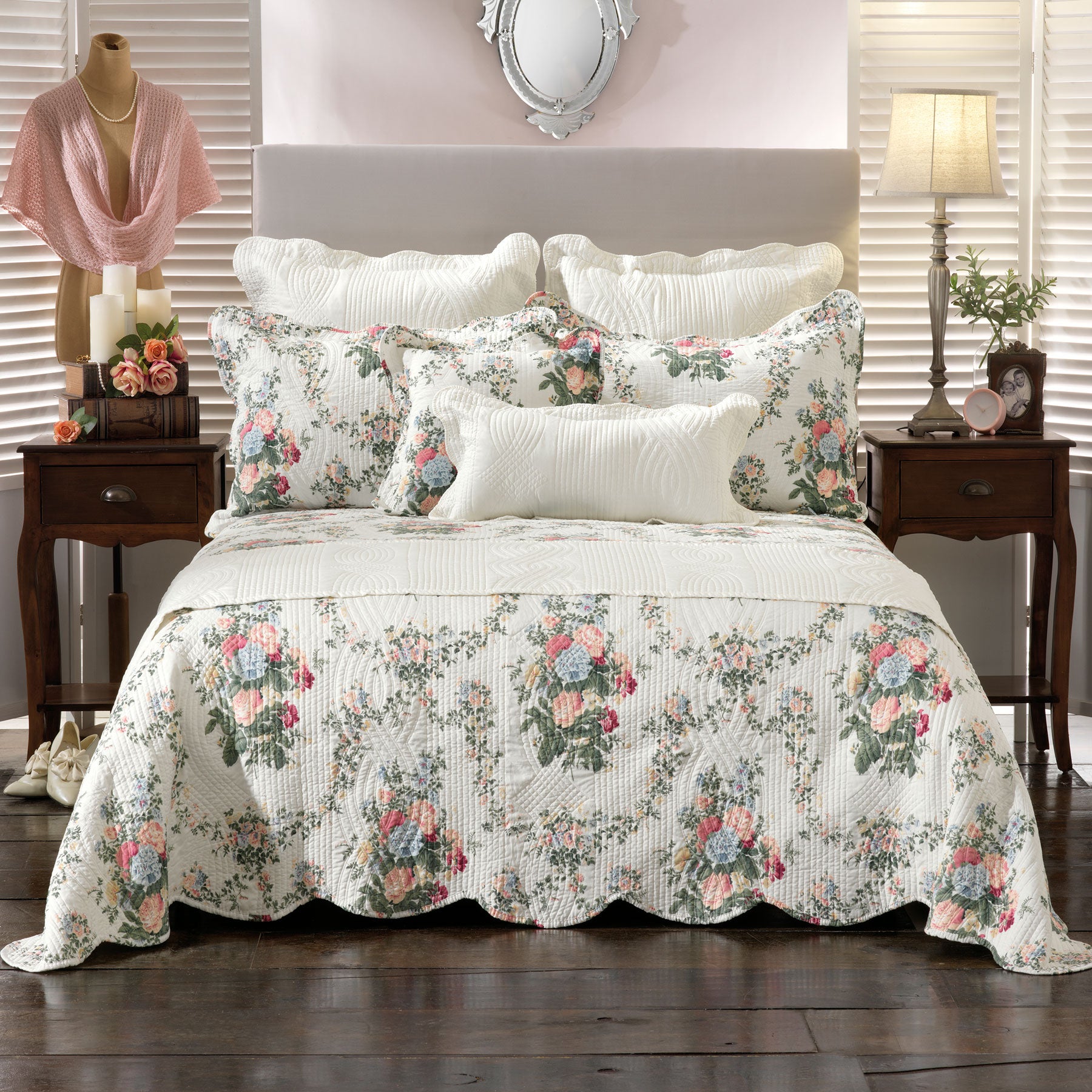 Bianca Rosedale Embossed Floral Bedspread Set – Multi, King Single