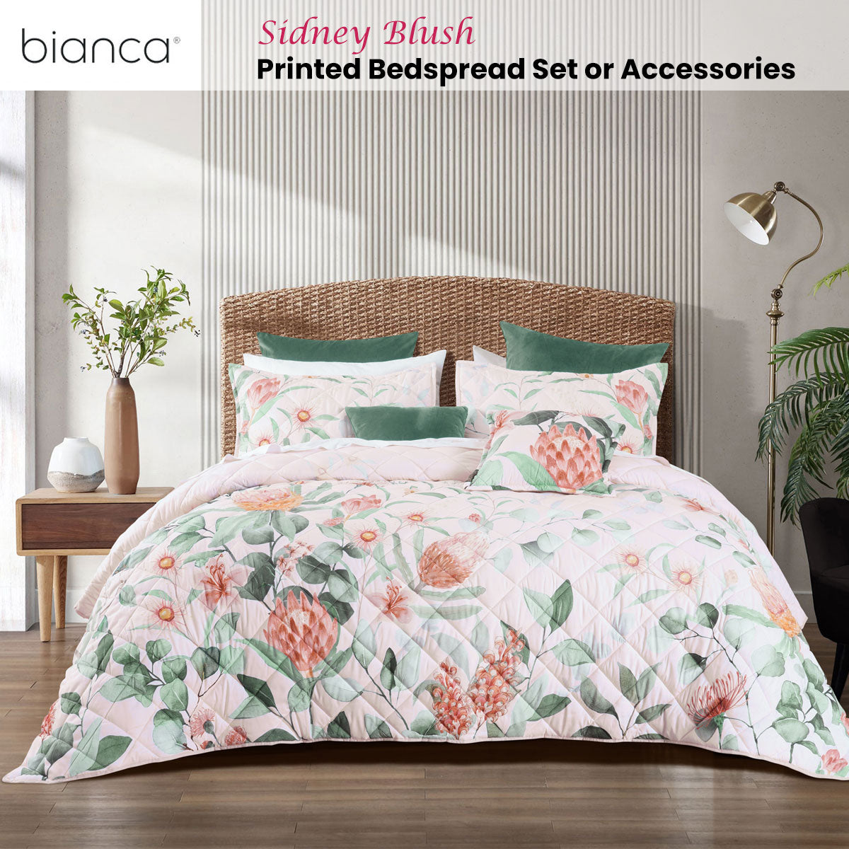 Bianca Sidney Floral Bedspread Set – Blush, King