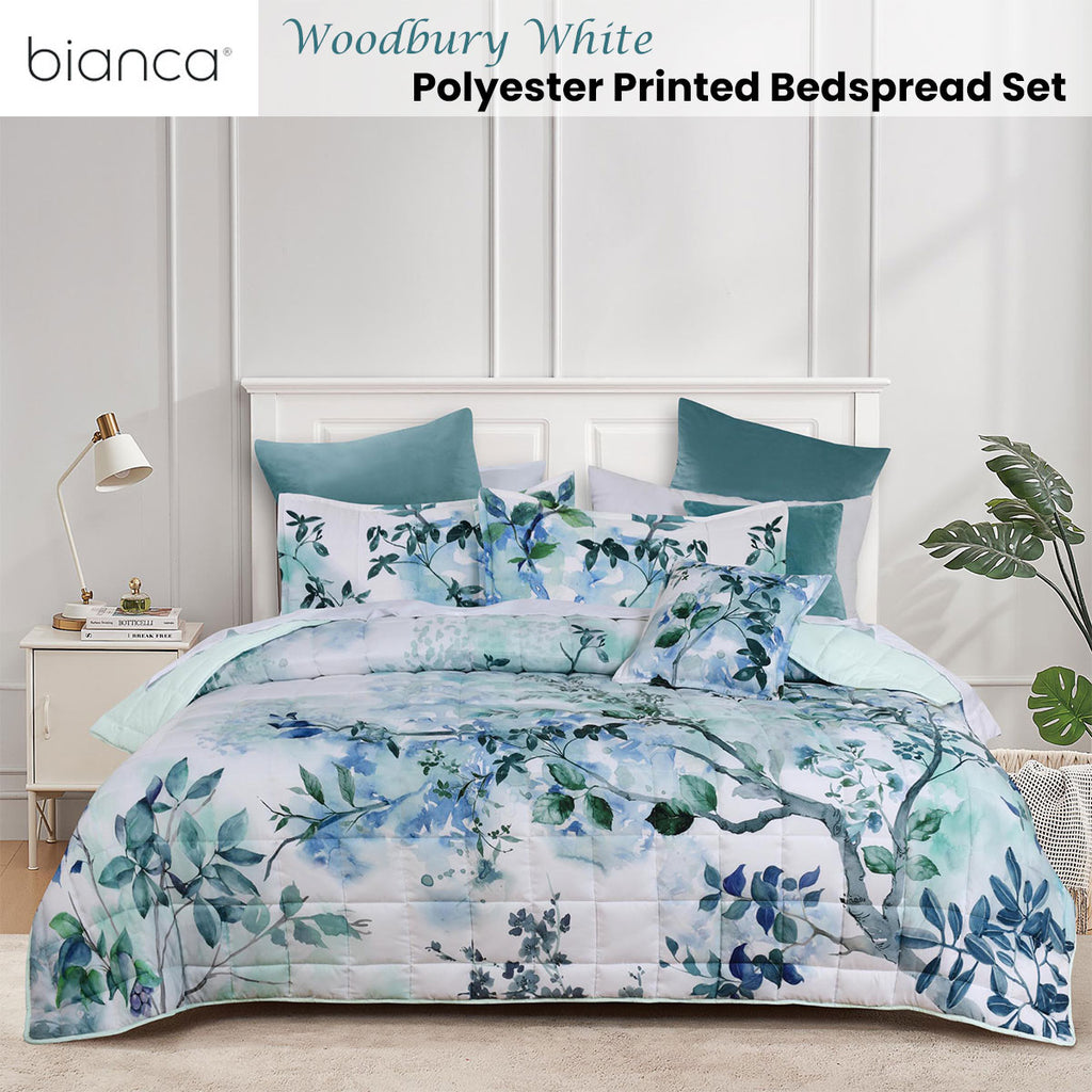 Bianca Woodbury Botanical Bedspread Set – White, Double