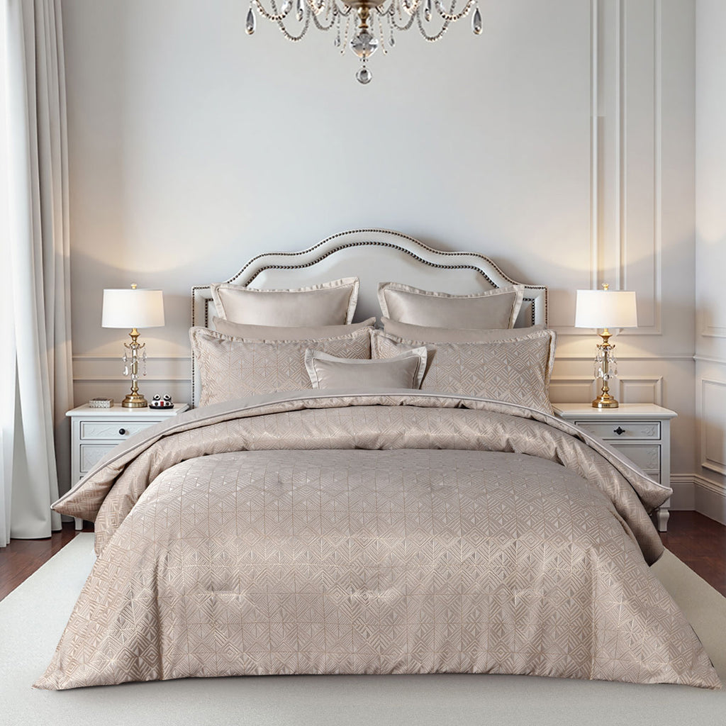 Bianca Bellagio 6-Piece Jacquard Comforter Set – Gold, Queen/King