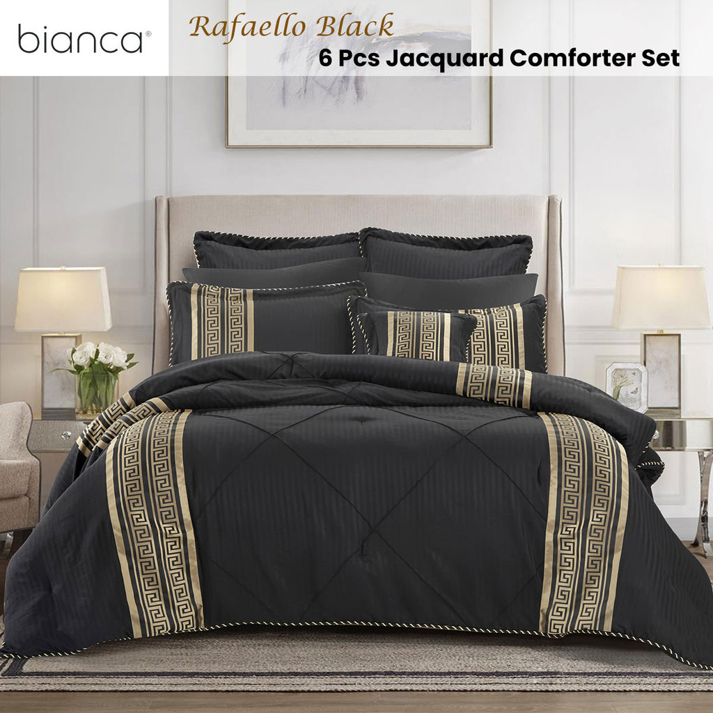 Bianca Raffaello 6-Piece Jacquard Comforter Set – Black, Queen/King