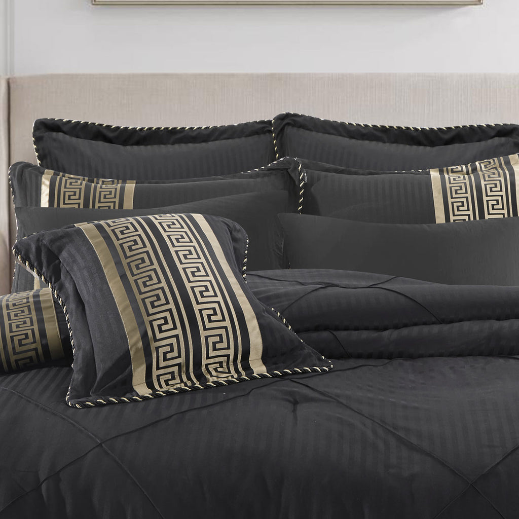 Bianca Raffaello 6-Piece Jacquard Comforter Set – Black, Queen/King