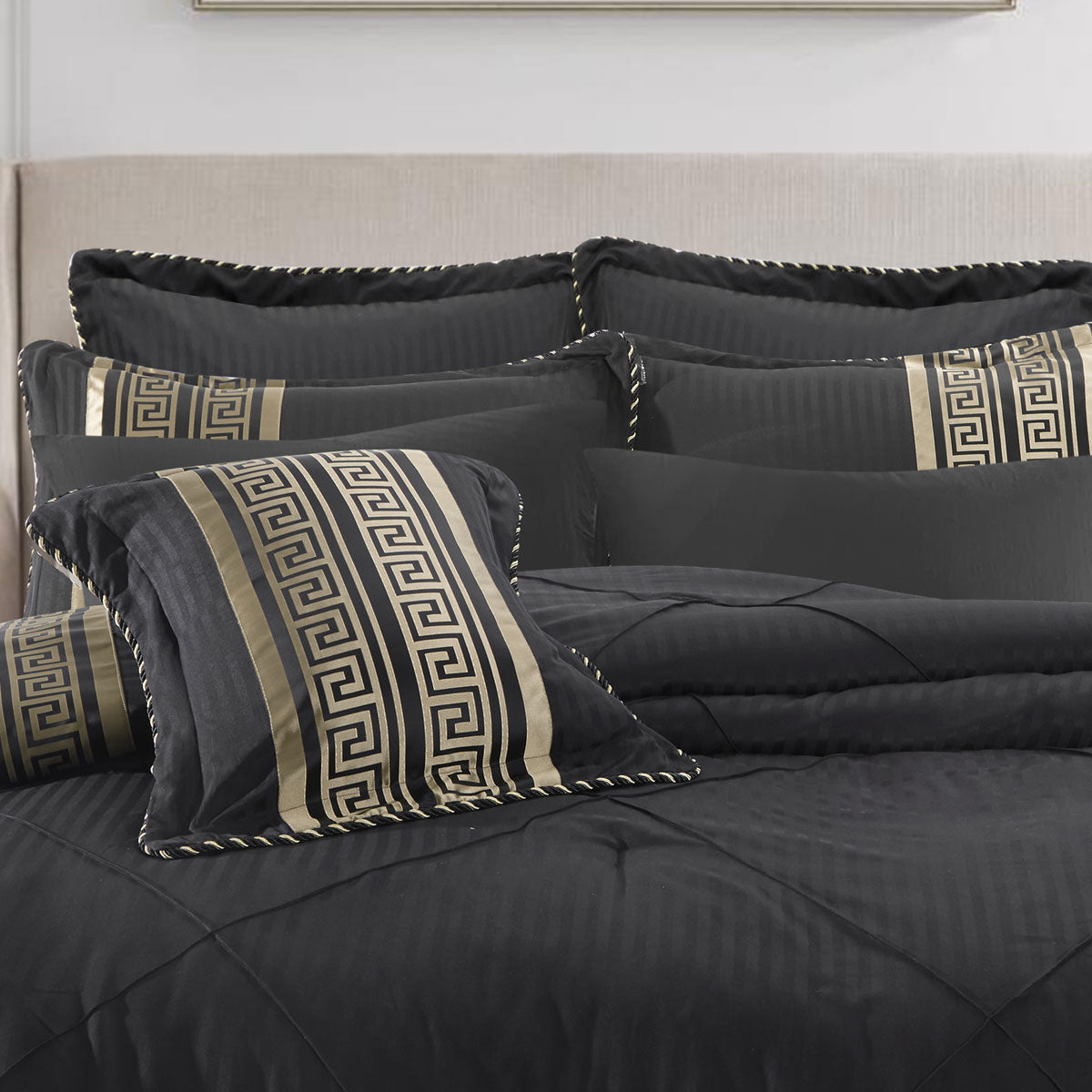 Bianca Raffaello 6-Piece Jacquard Comforter Set – Black, Queen/King