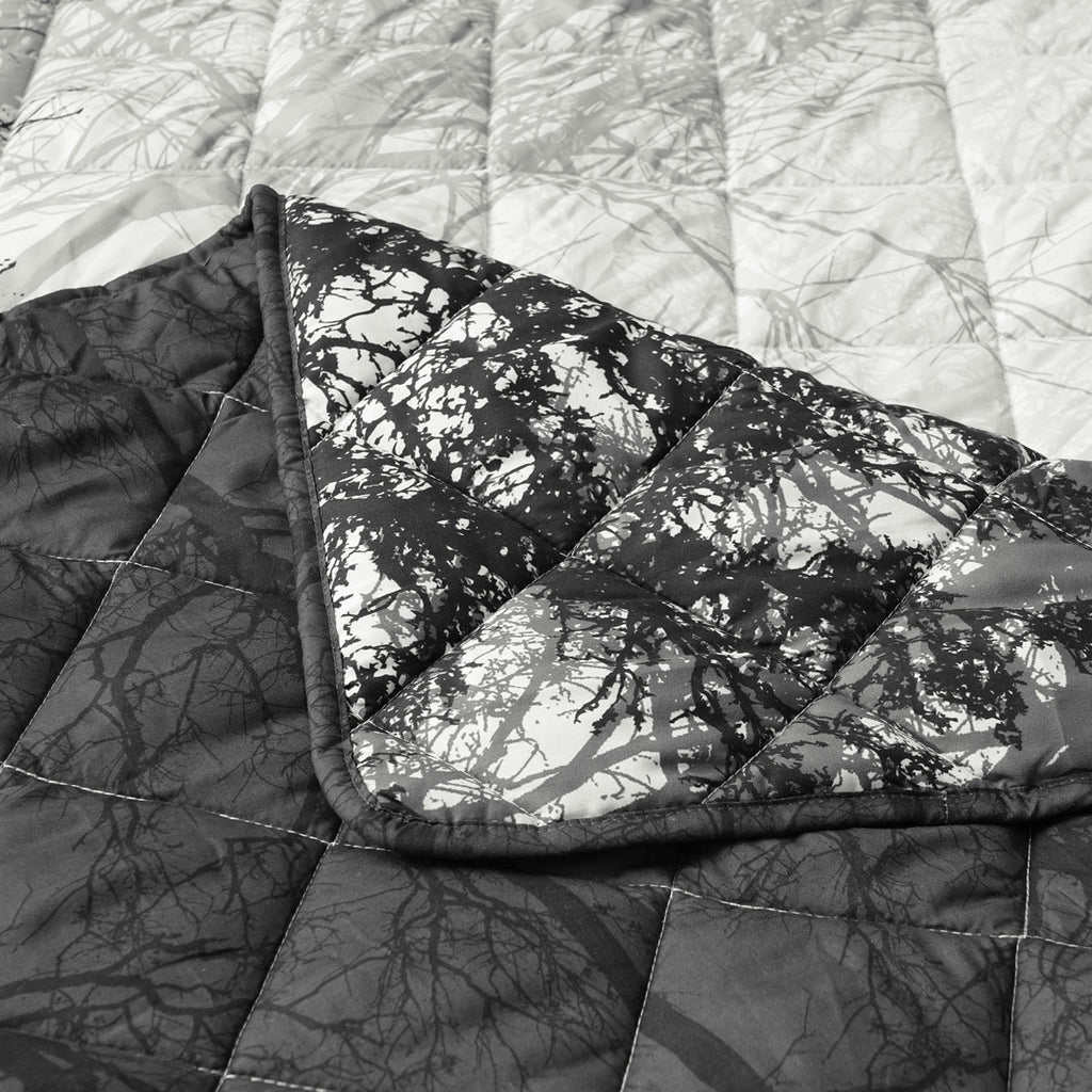 Bianca Boscage Forest Quilted Coverlet Set – Black, Super King
