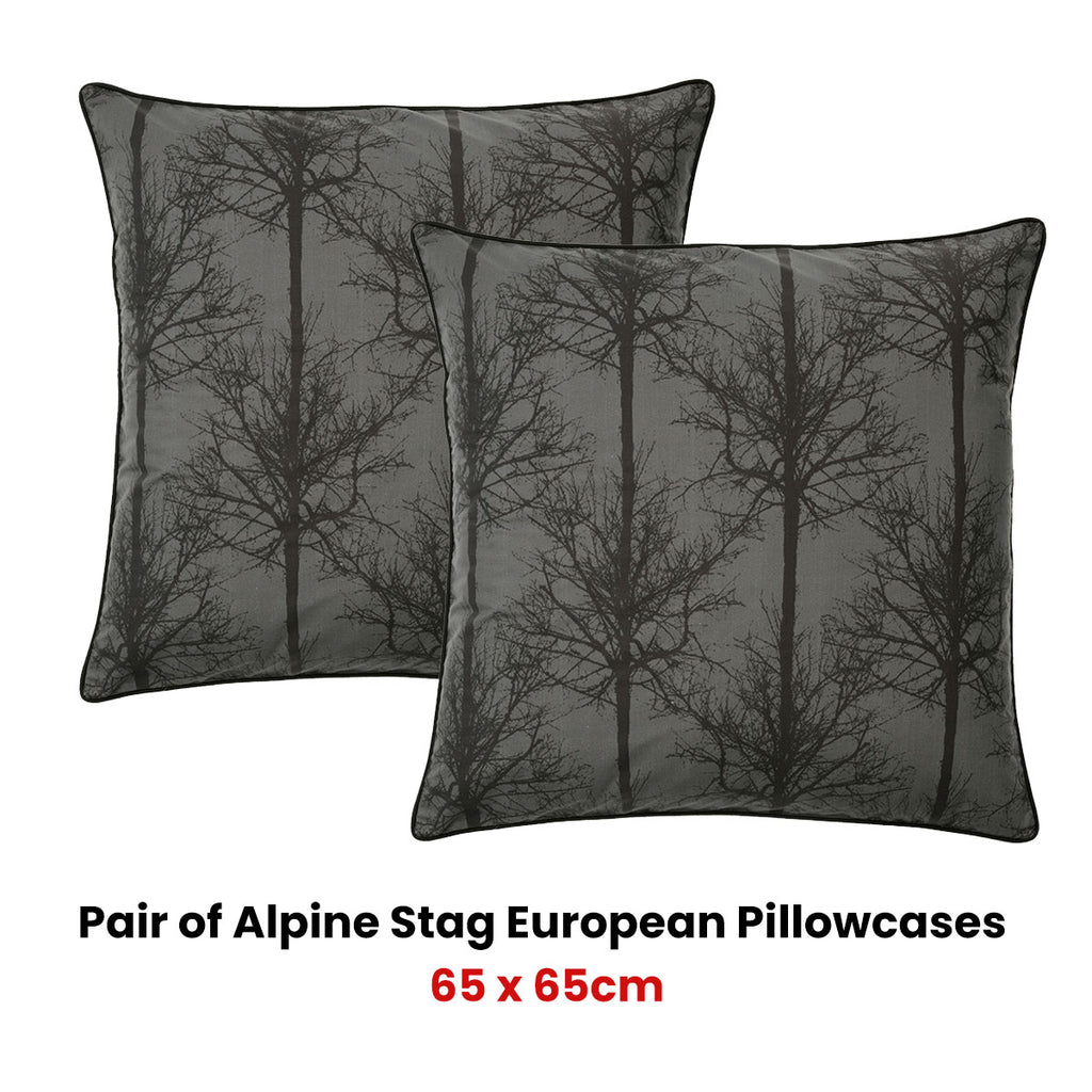 Bianca Alpine Stag European Pillowcase Pair – Taupe