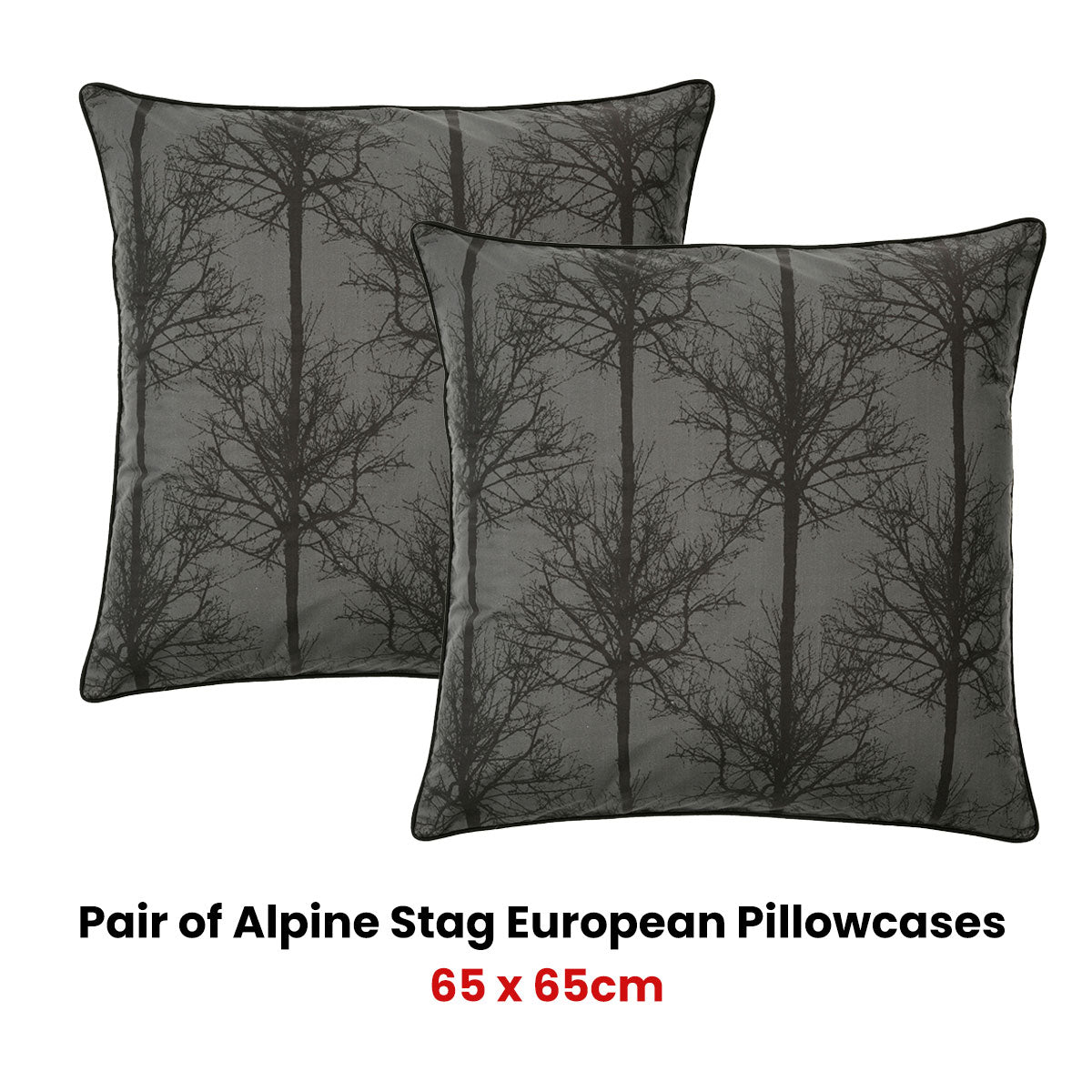 Bianca Alpine Stag European Pillowcase Pair – Taupe