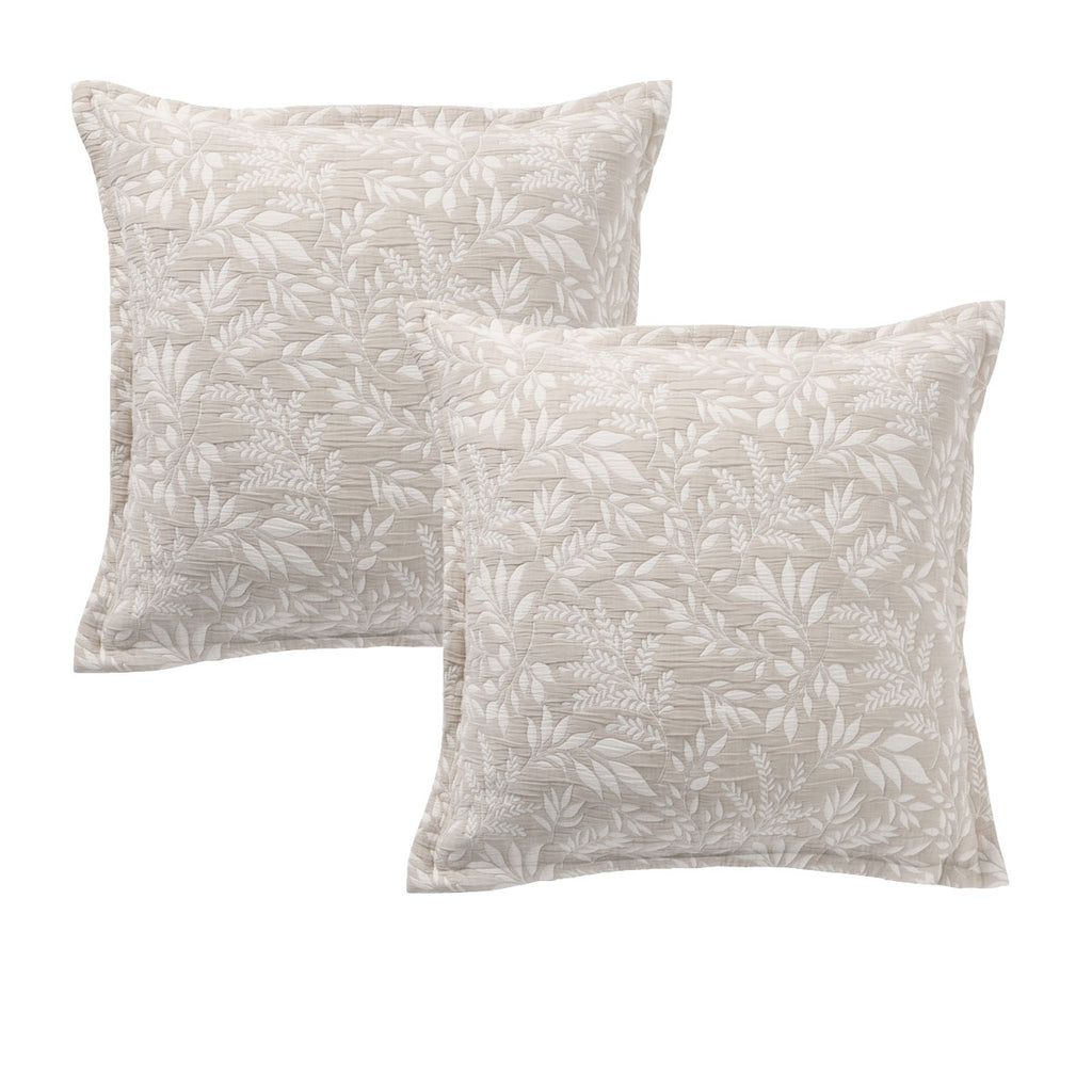 Bianca Amelia Foliage European Pillowcase Pair – Stone