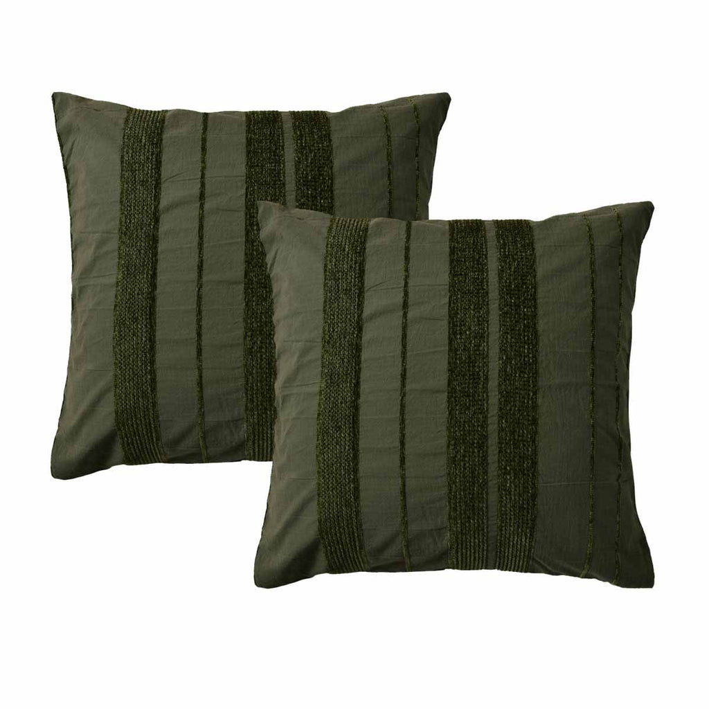 Bianca Avery Chenille European Pillowcase Pair – Forest Green