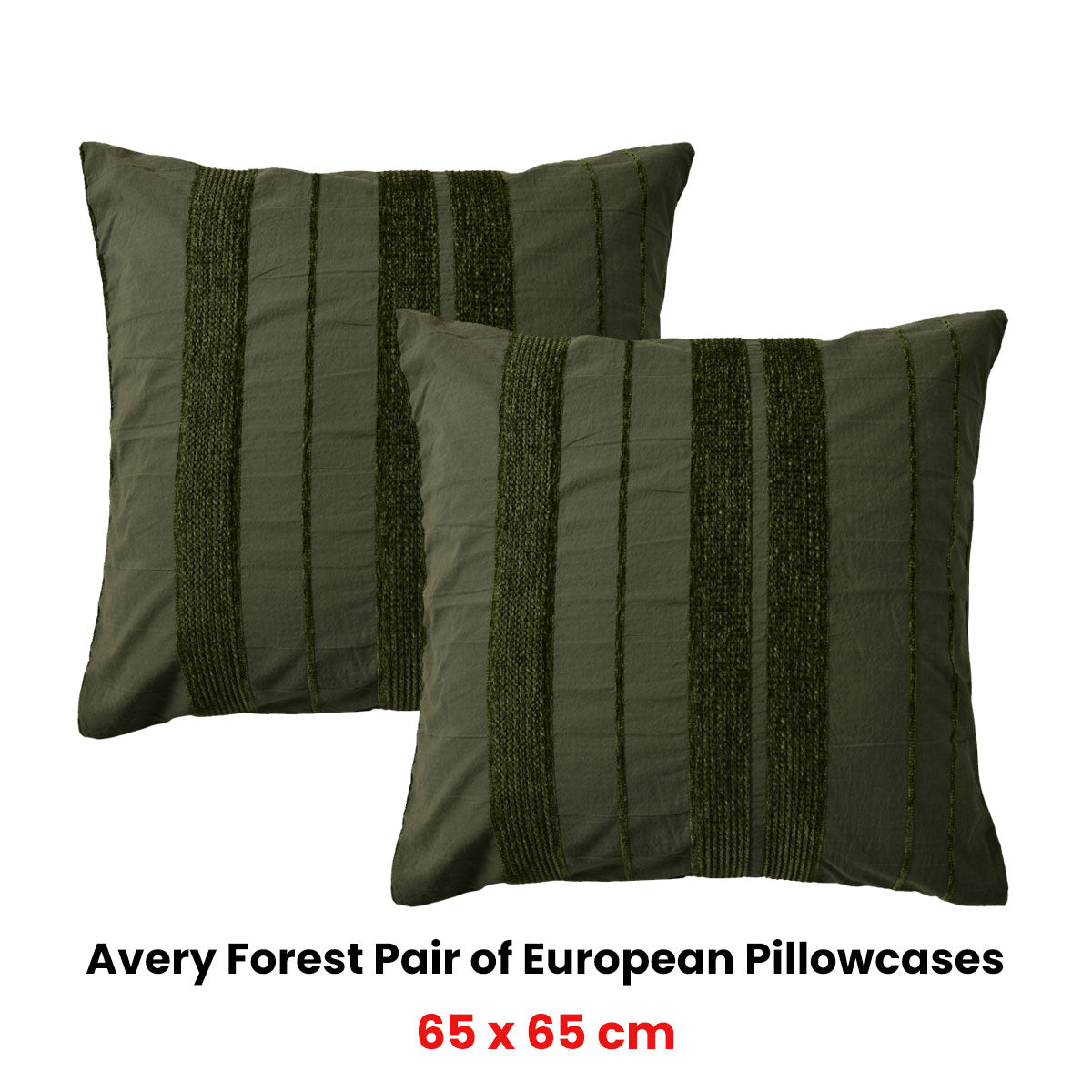 Bianca Avery Chenille European Pillowcase Pair – Forest Green