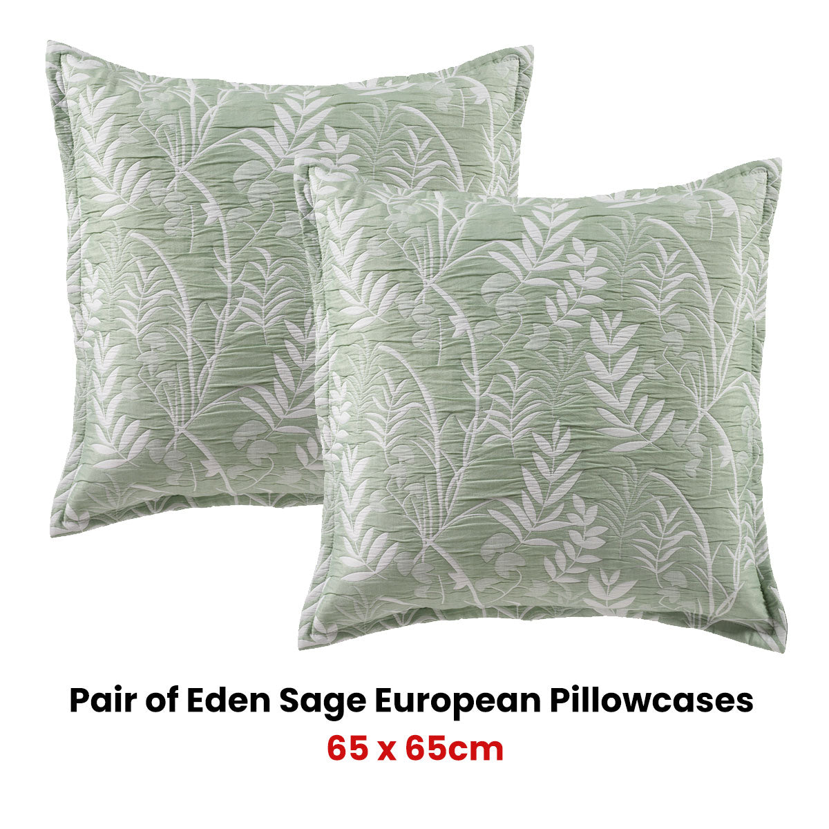 Bianca Eden Botanical European Pillowcase Pair – Sage
