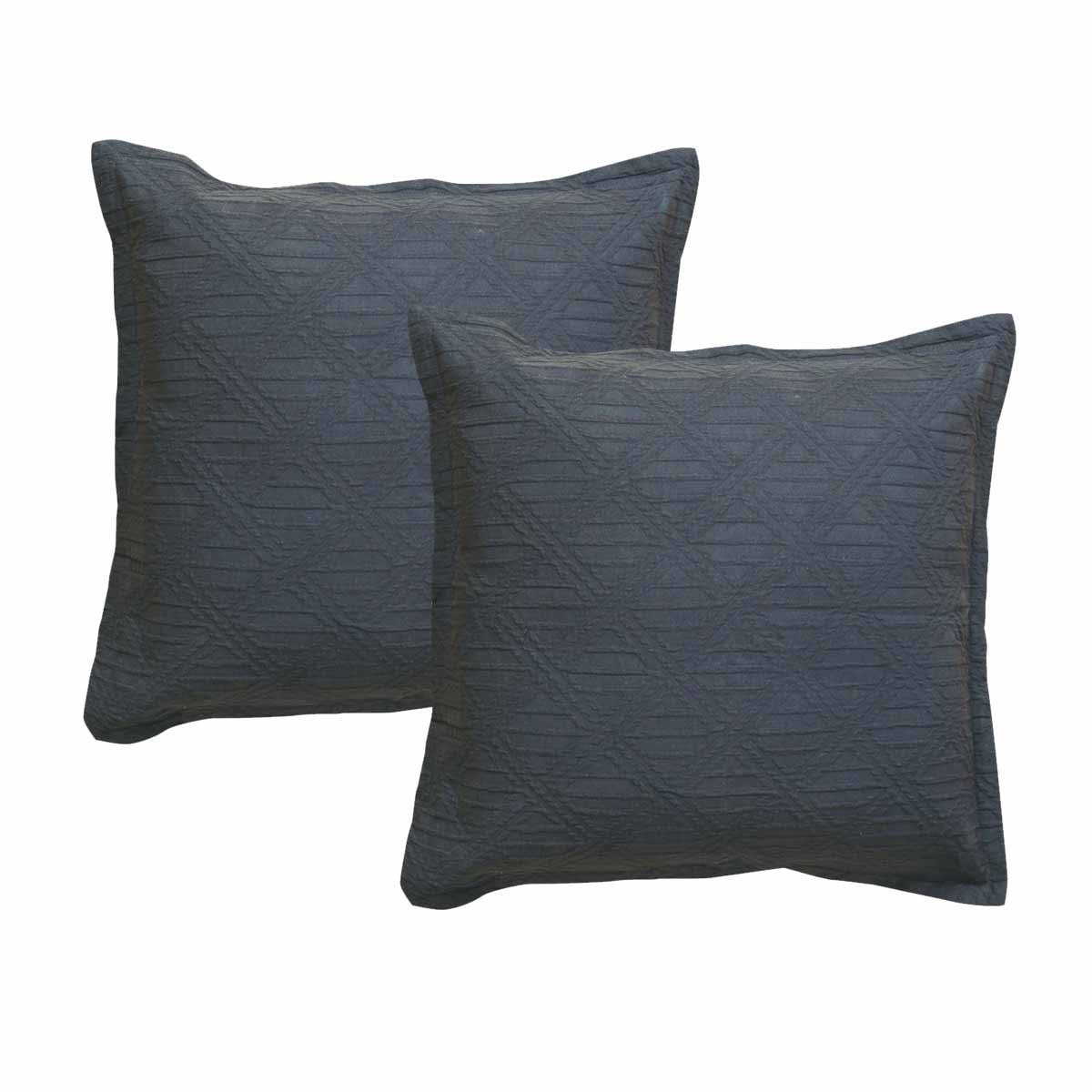 Bianca Hallston Cotton Jacquard European Pillowcase Pair – Charcoal