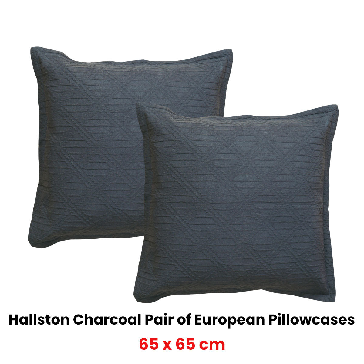 Bianca Hallston Cotton Jacquard European Pillowcase Pair – Charcoal