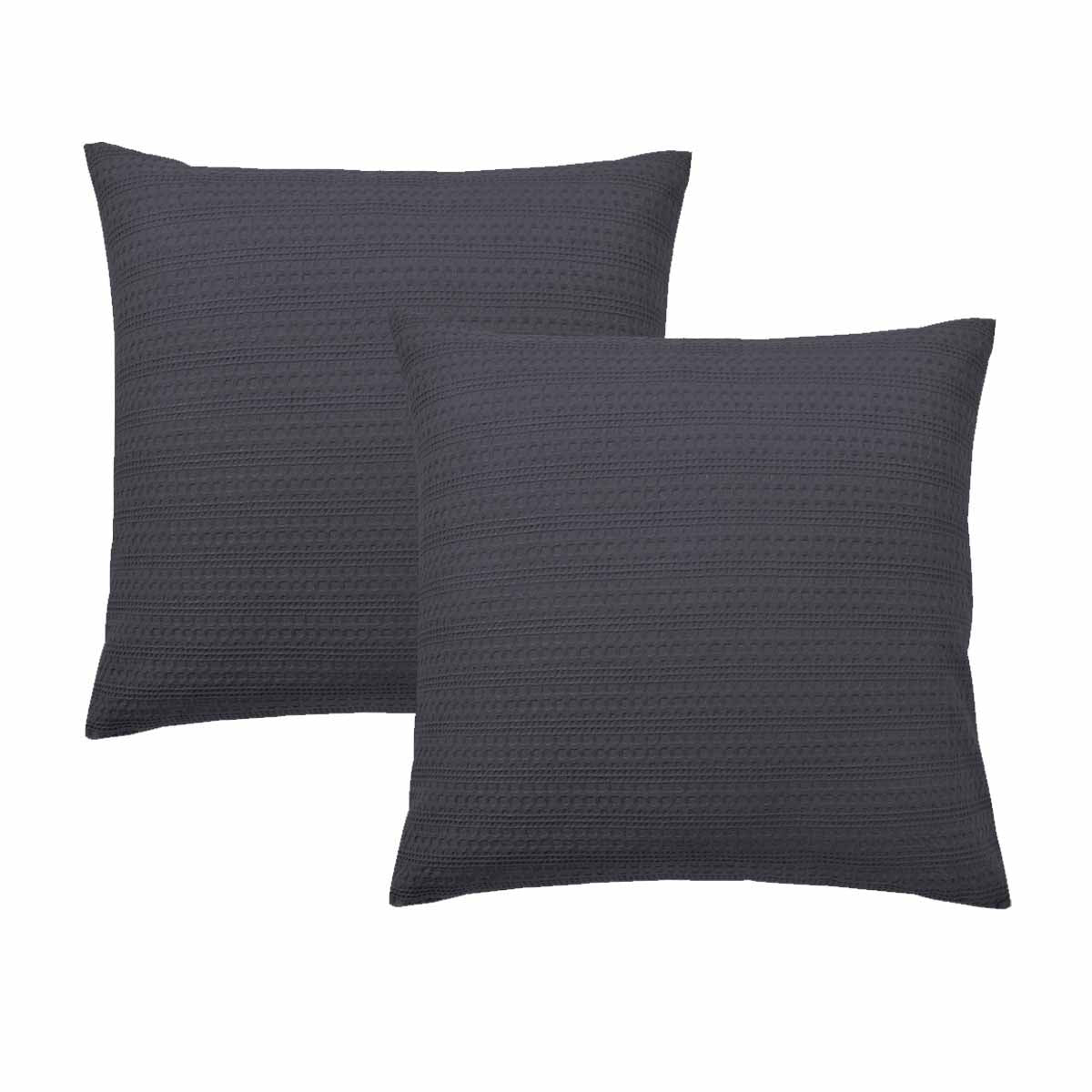 Bianca Kahlani Waffle European Pillowcase Pair – Charcoal