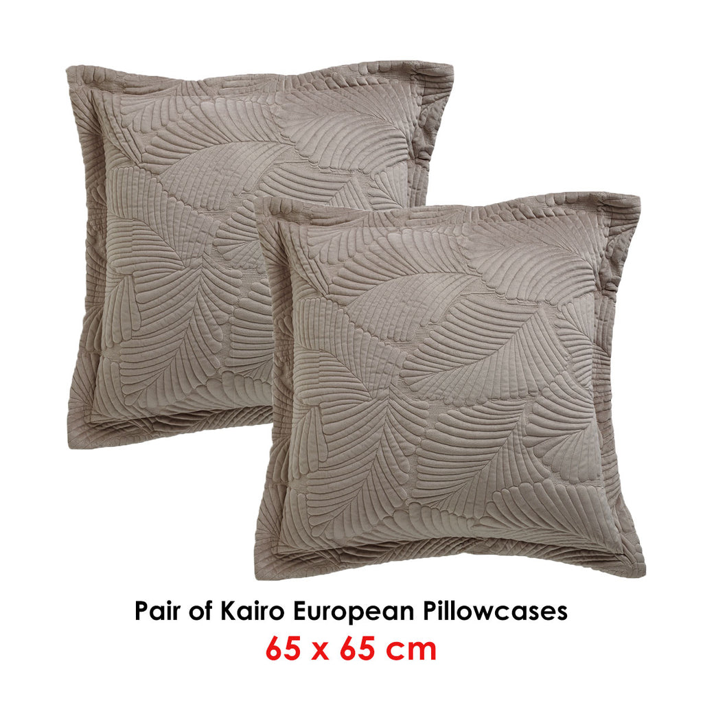 Bianca Kairo Velvet European Pillowcase Pair – Taupe
