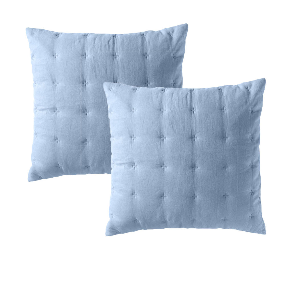 Bianca Langston Linen-Cotton European Pillowcase Pair – Blue