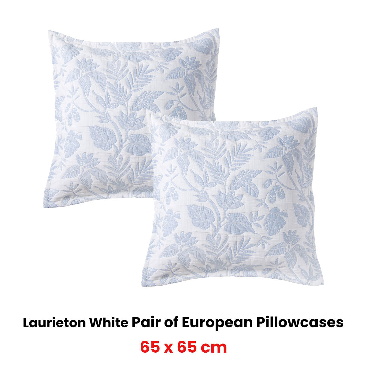 Bianca Laurieton Botanical European Pillowcase Pair – White and Blue