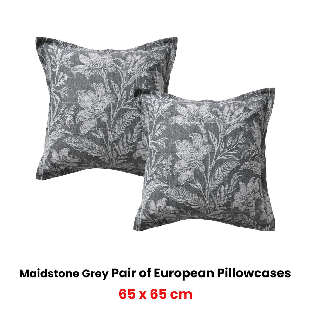 Bianca Maidstone Floral European Pillowcase Pair – Grey