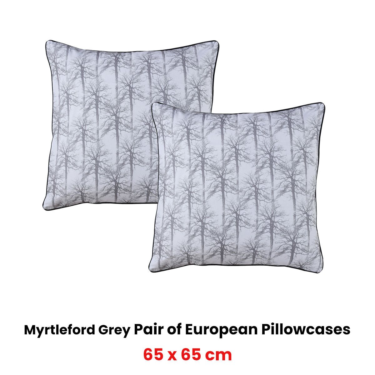 Bianca Myrtleford Pastoral European Pillowcase Pair – Grey