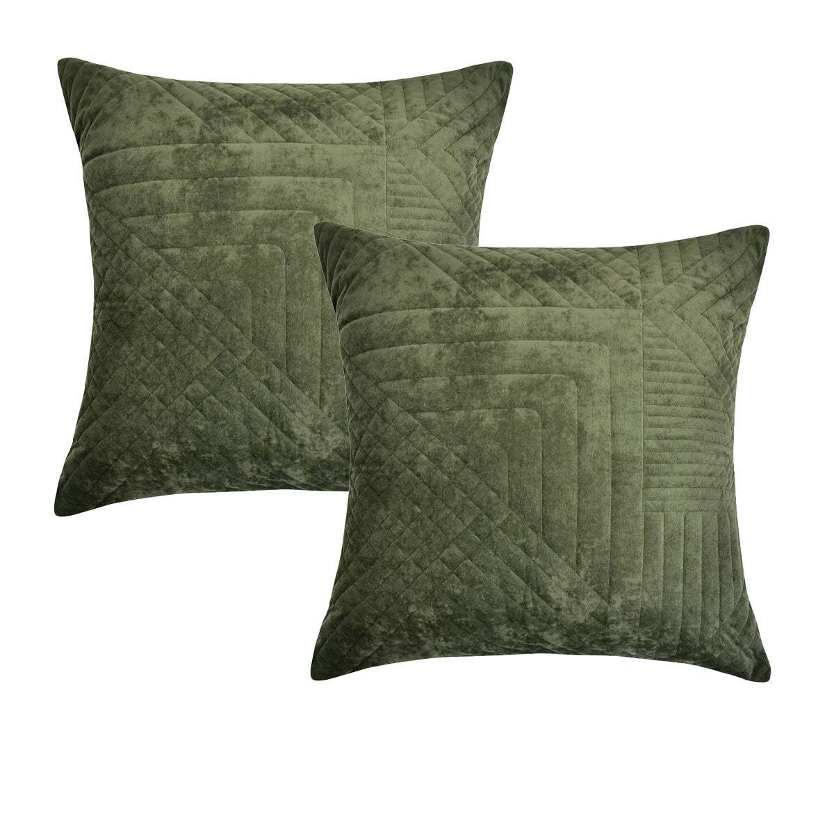 Bianca Navarro Velvet European Pillowcase Pair – Olive