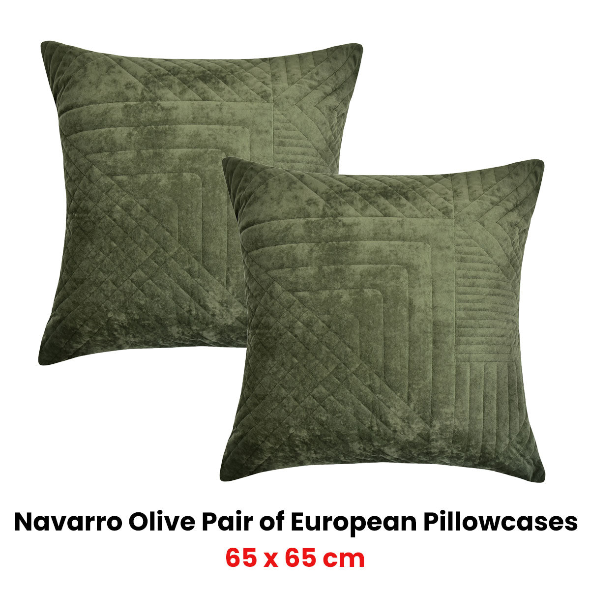 Bianca Navarro Velvet European Pillowcase Pair – Olive