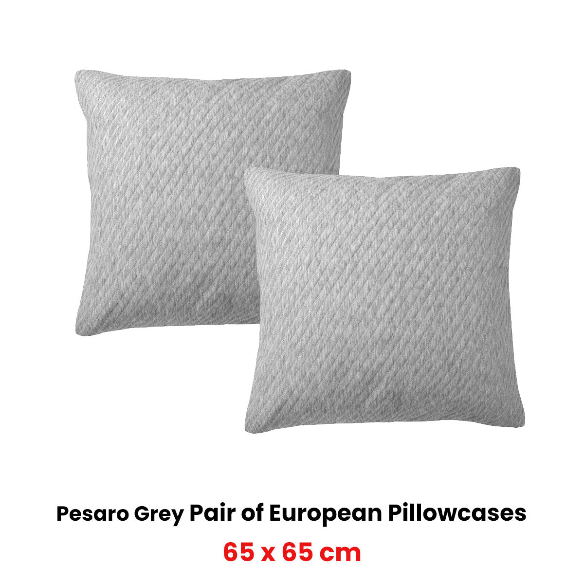 Bianca Pesaro Diagonal European Pillowcase Pair – Grey