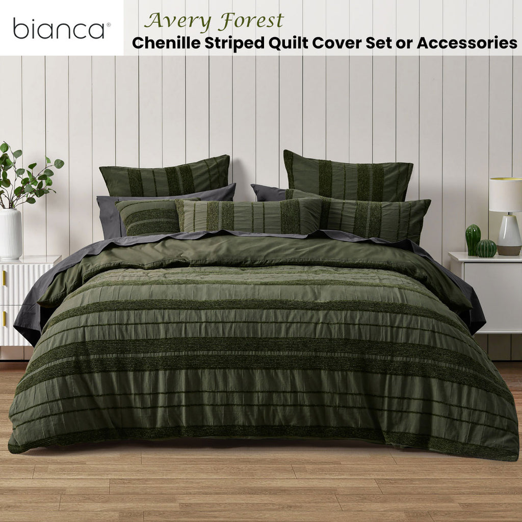Bianca Avery Super King Quilt Cover Set – Forest green