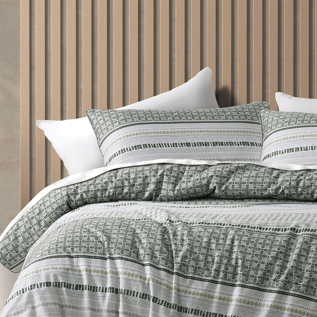 Bianca Drake Cotton Sateen Quilt Cover Set – Green, King
