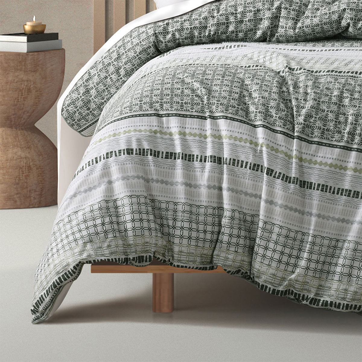 Bianca Drake Cotton Sateen Quilt Cover Set – Green, King