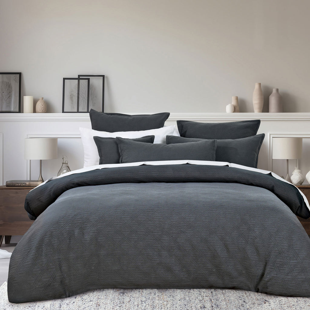Bianca Hallston Pre-Washed Cotton Quilt Cover Set – Charcoal, King