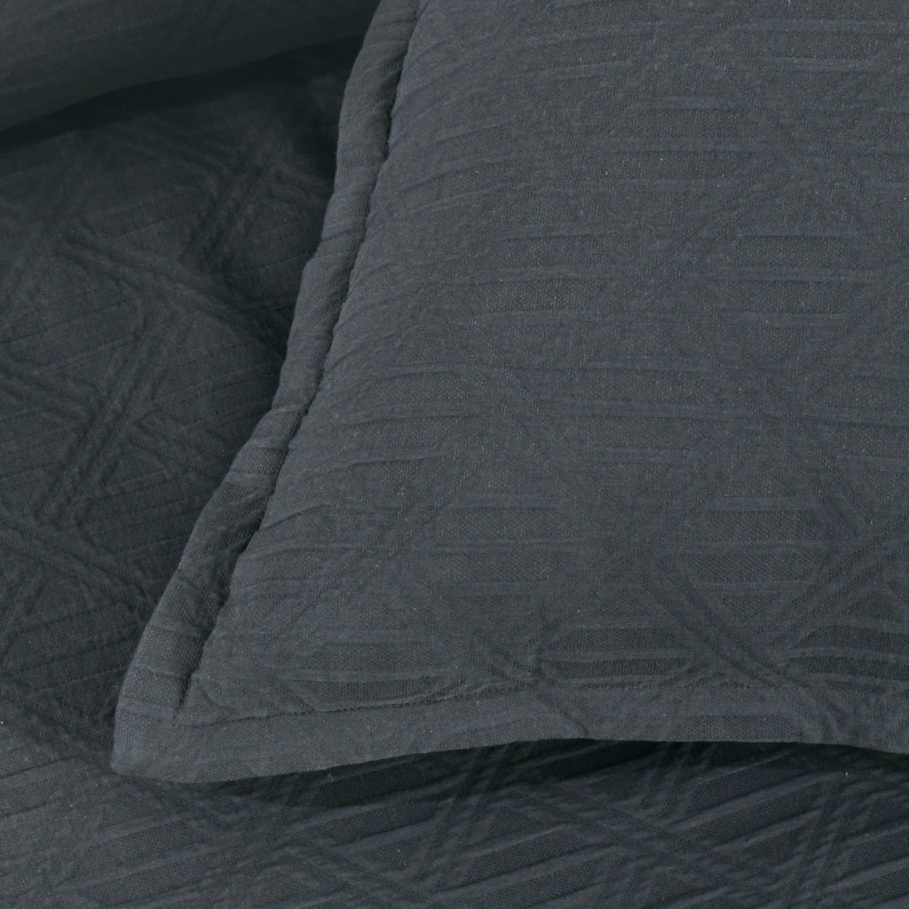 Bianca Hallston Pre-Washed Cotton Quilt Cover Set – Charcoal, Queen