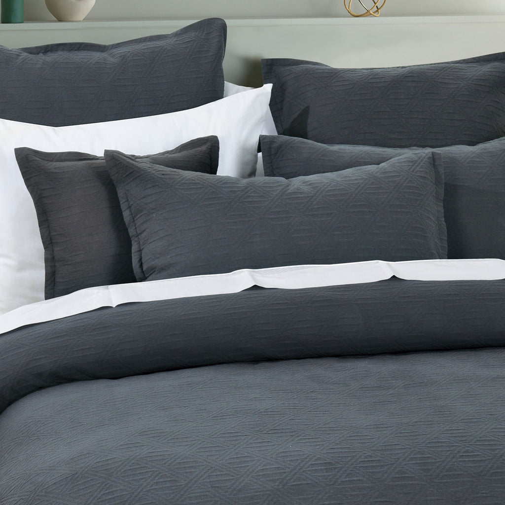 Bianca Hallston Pre-Washed Cotton Quilt Cover Set – Charcoal, Super King