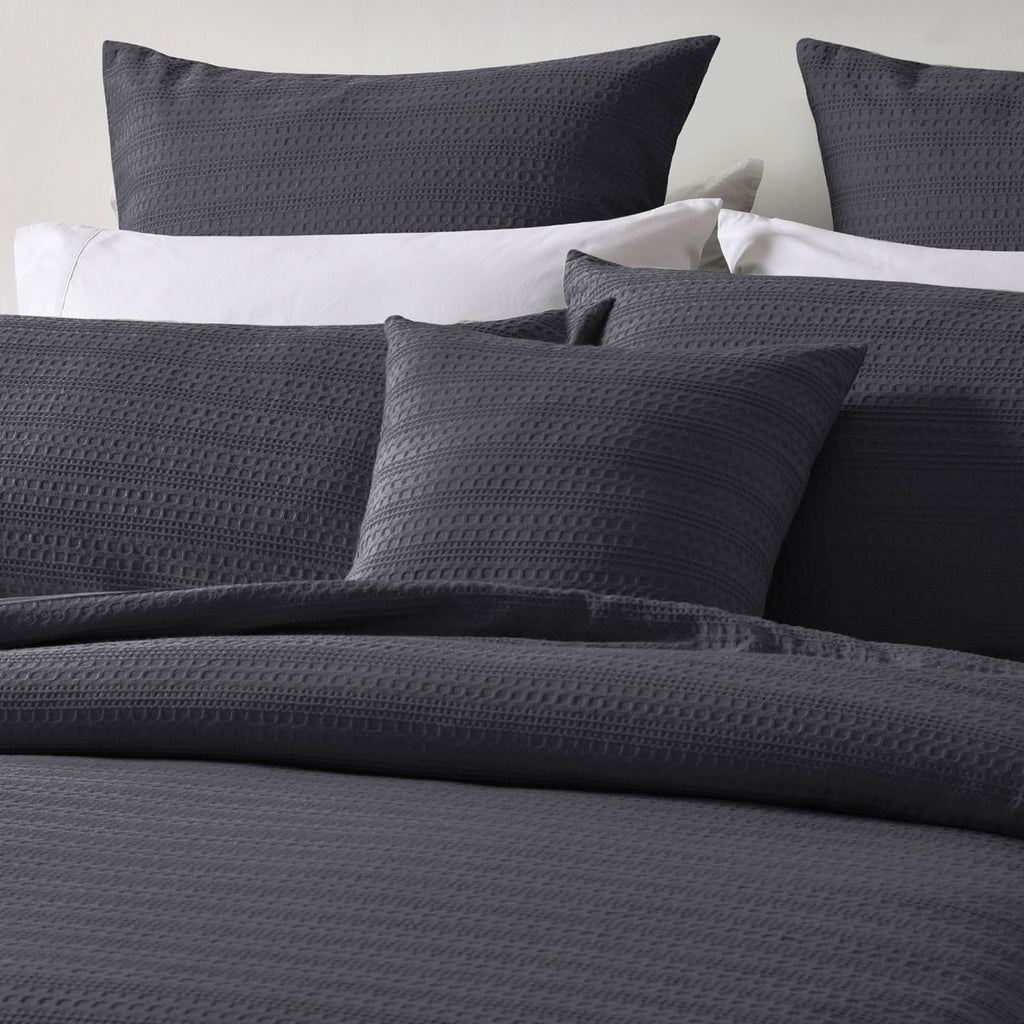 Bianca Kahlani Waffle Quilt Cover Set – Charcoal, King
