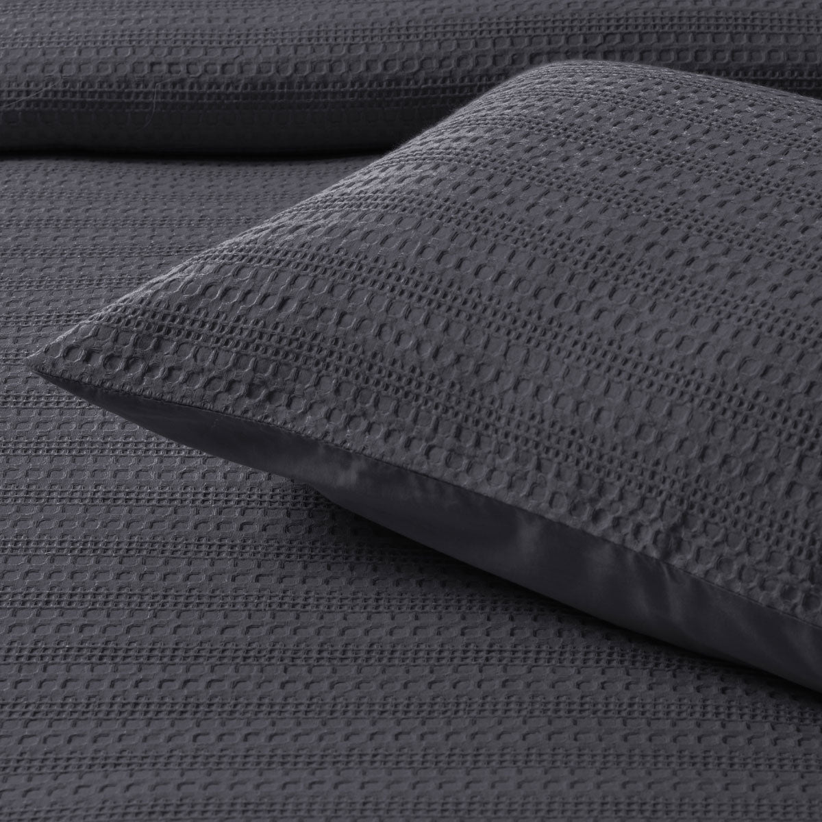 Bianca Kahlani Waffle Quilt Cover Set – Charcoal, King