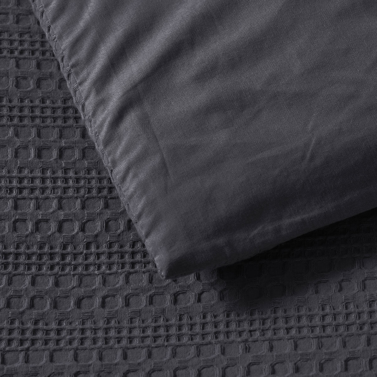 Bianca Kahlani Waffle Quilt Cover Set – Charcoal, King