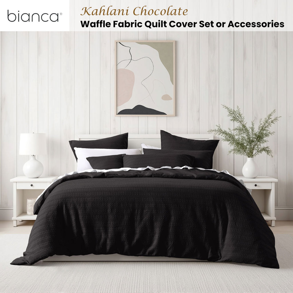 Bianca Kahlani Waffle Quilt Cover Set – Chocolate, King
