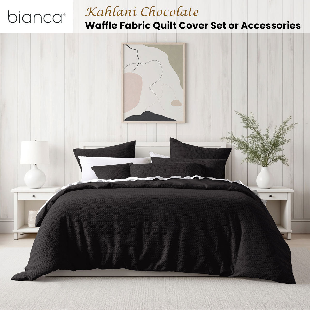 Bianca Kahlani Waffle Quilt Cover Set – Chocolate, Single
