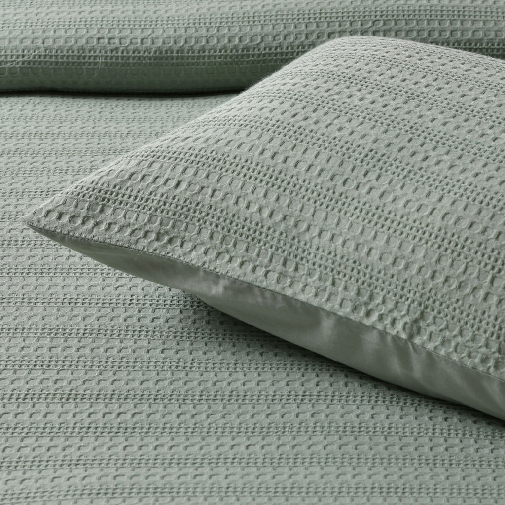 Bianca Kahlani Waffle Quilt Cover Set – Sage, Queen