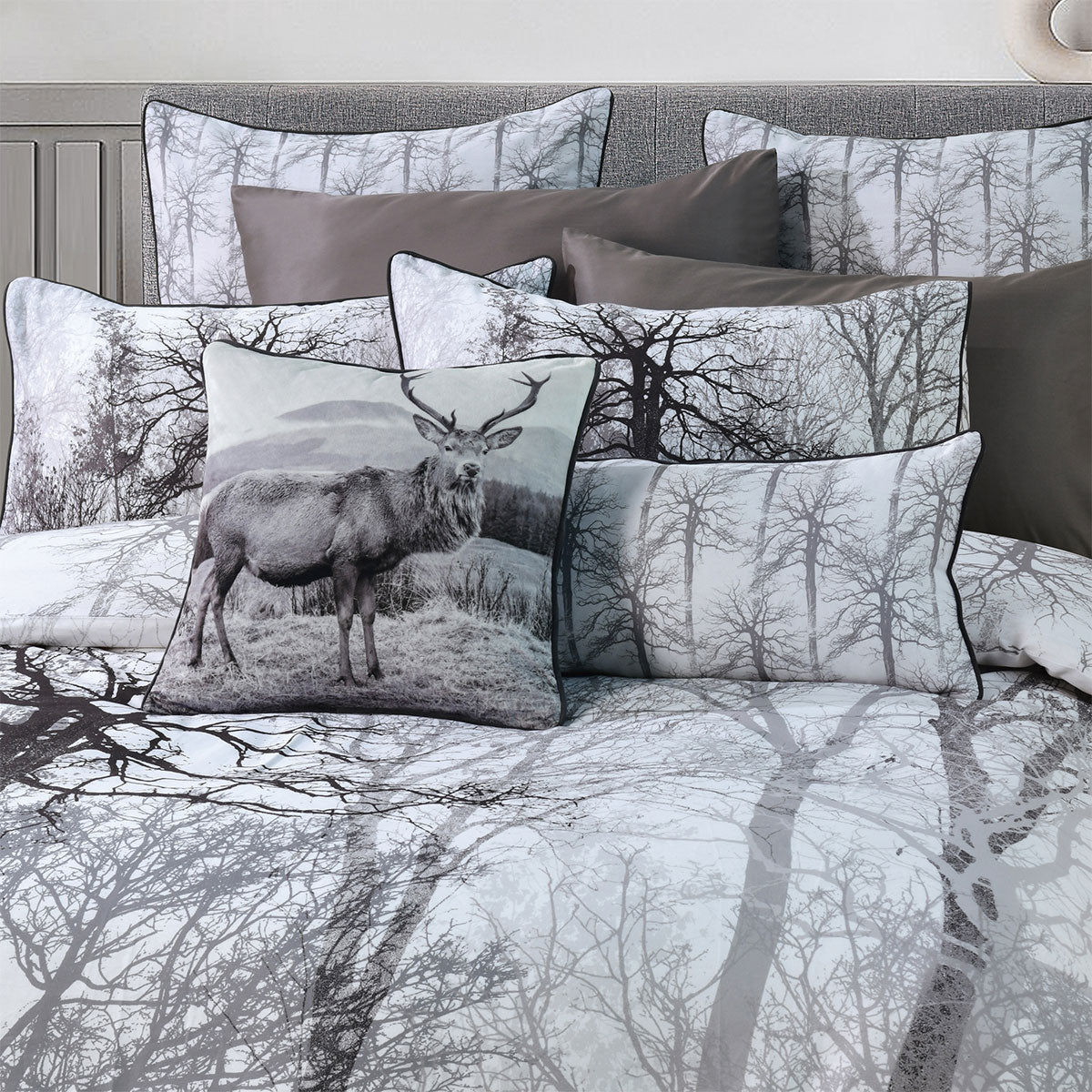 Bianca Myrtleford Cotton Sateen Quilt Cover Set – Grey, Queen