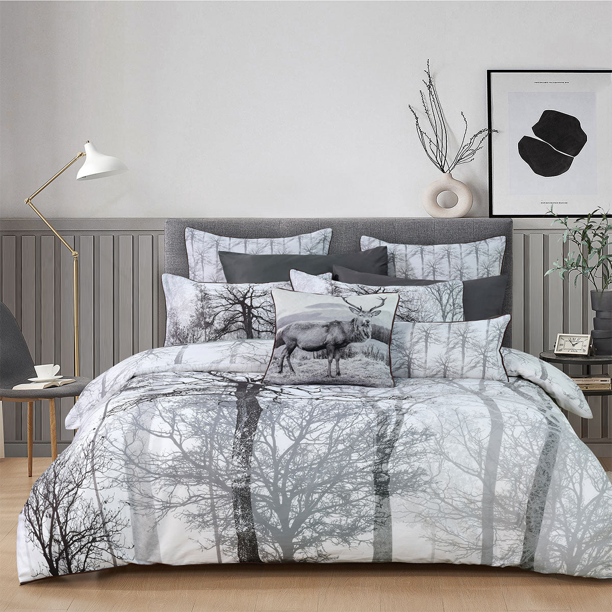 Bianca Myrtleford Cotton Sateen Quilt Cover Set – Grey, Super King