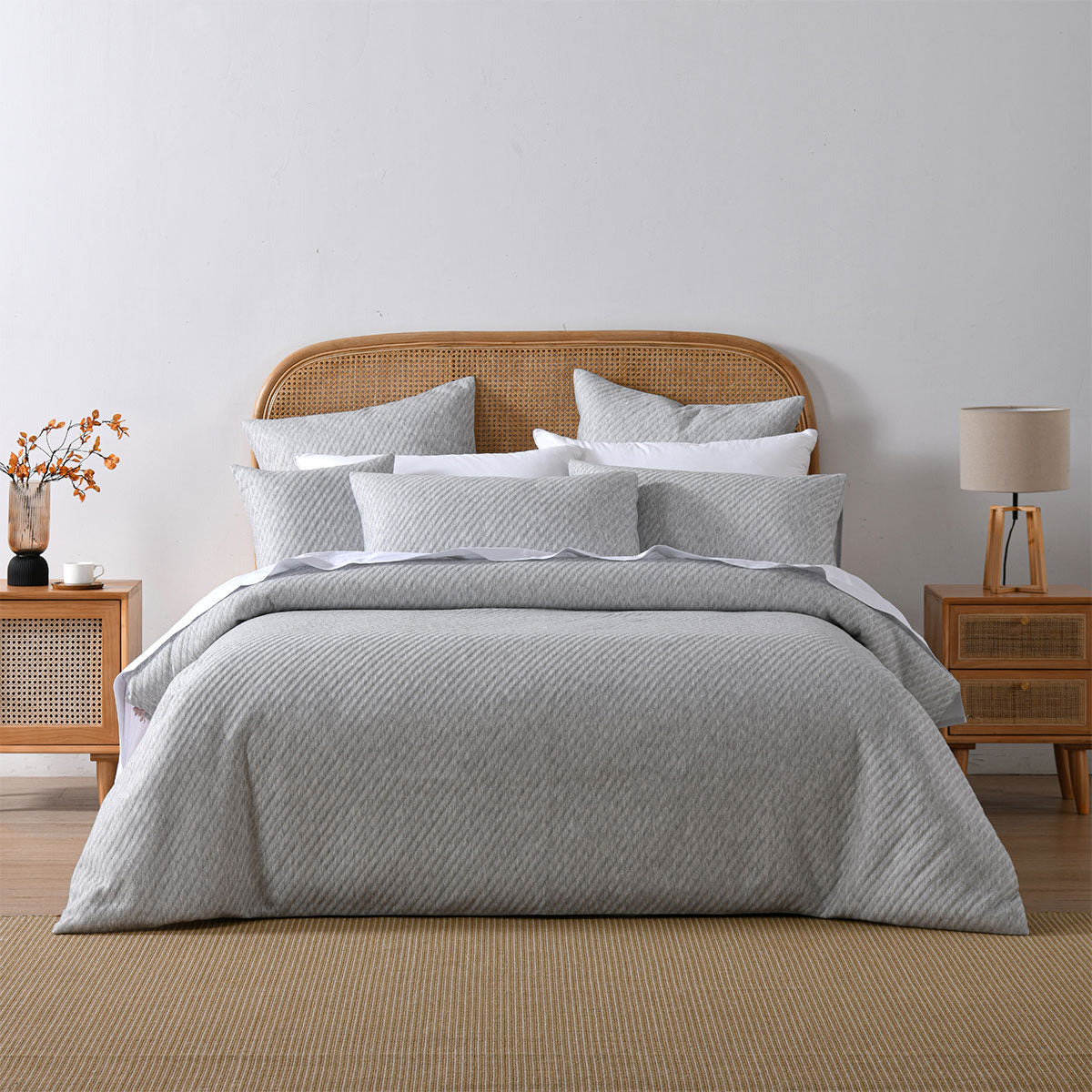 Bianca Pesaro Polyester-Cotton Quilt Cover Set – Grey, Queen