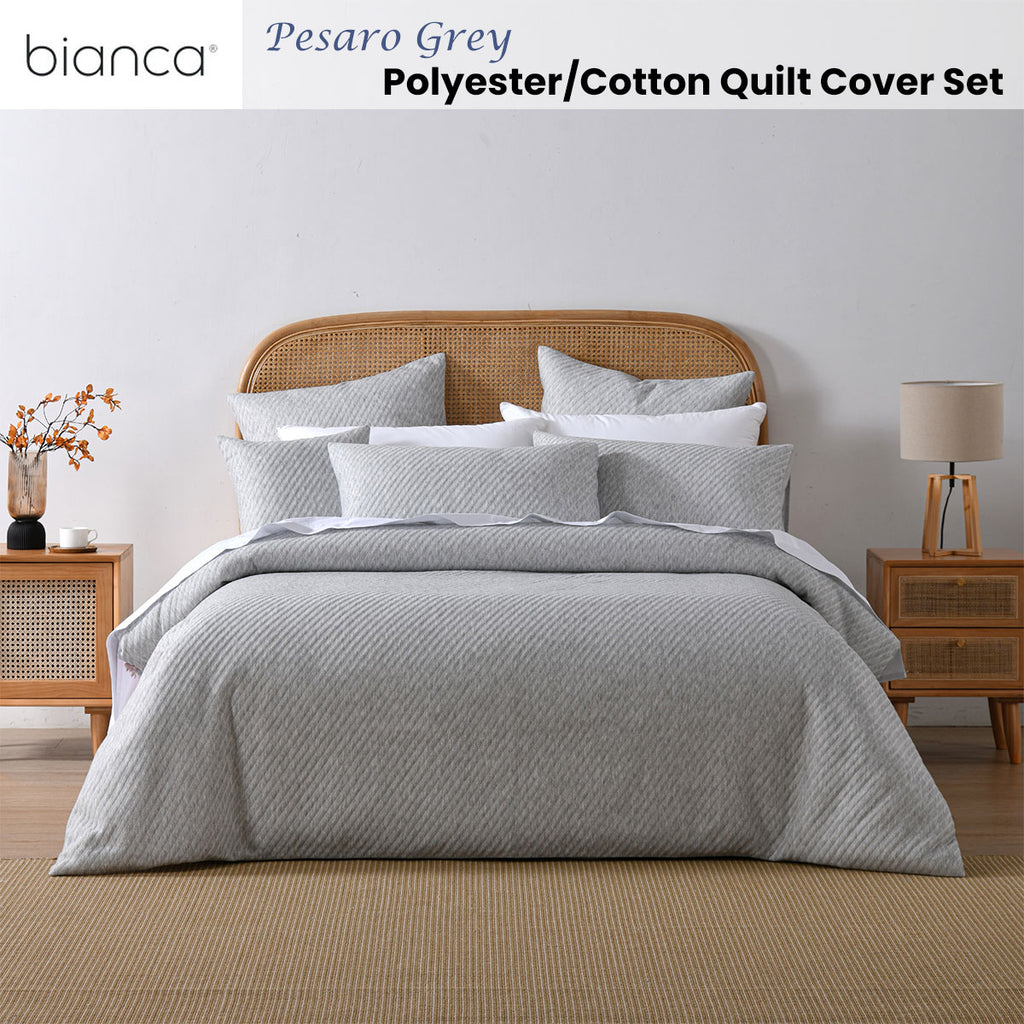 Bianca Pesaro Polyester-Cotton Quilt Cover Set – Grey, Super King