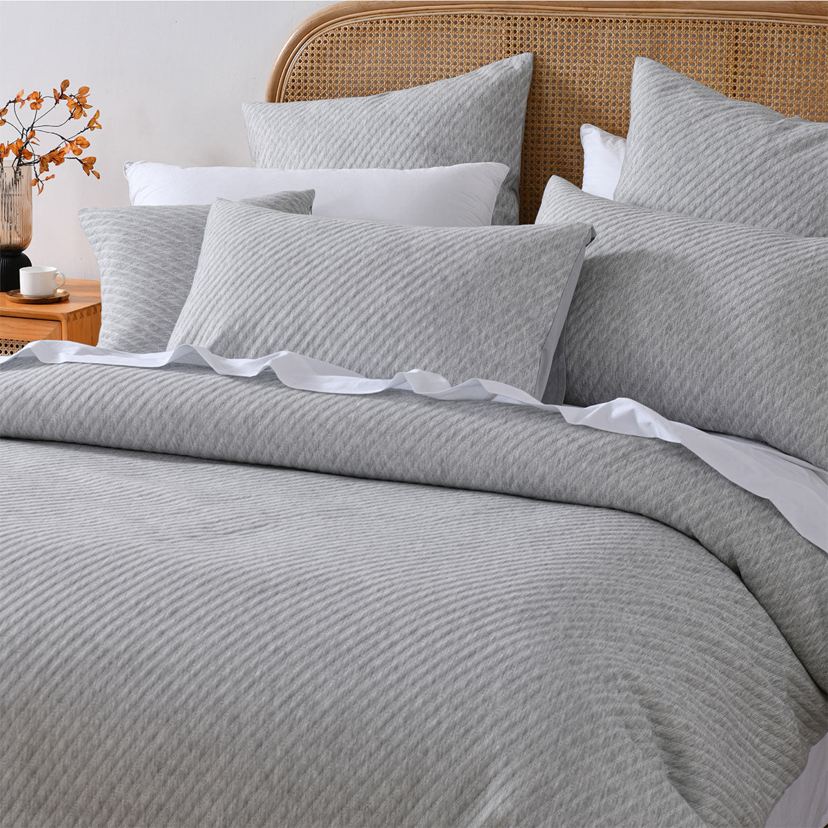 Bianca Pesaro Polyester-Cotton Quilt Cover Set – Grey, Super King