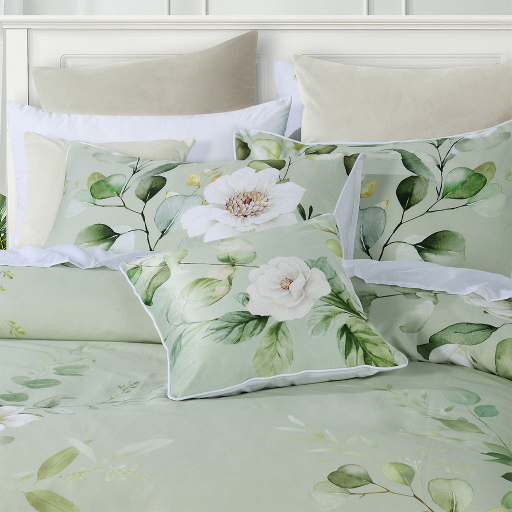 Bianca Salisbury Cotton Sateen Quilt Cover Set – Sage, King