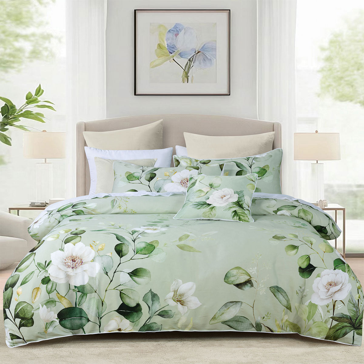 Bianca Salisbury Cotton Sateen Quilt Cover Set – Sage, Super King