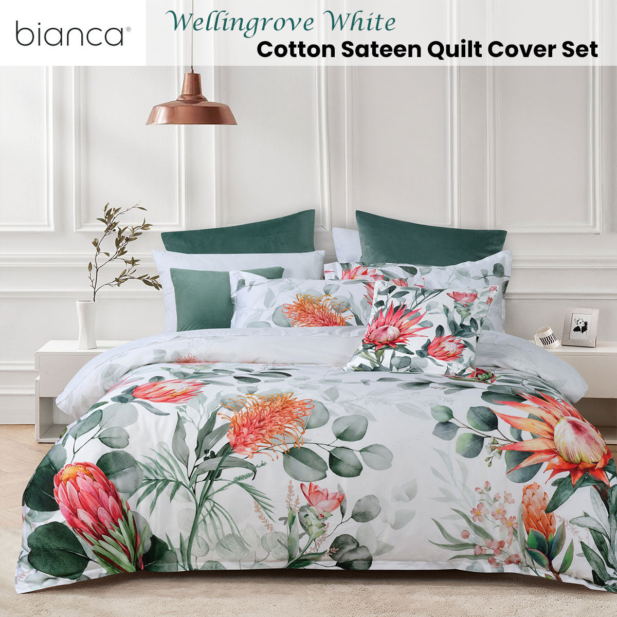 Bianca Wellingrove Cotton Sateen Quilt Cover Set – White, Double