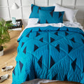 Accessorize Aster Washed Cotton Geometric Comforter Set – Blue, Queen