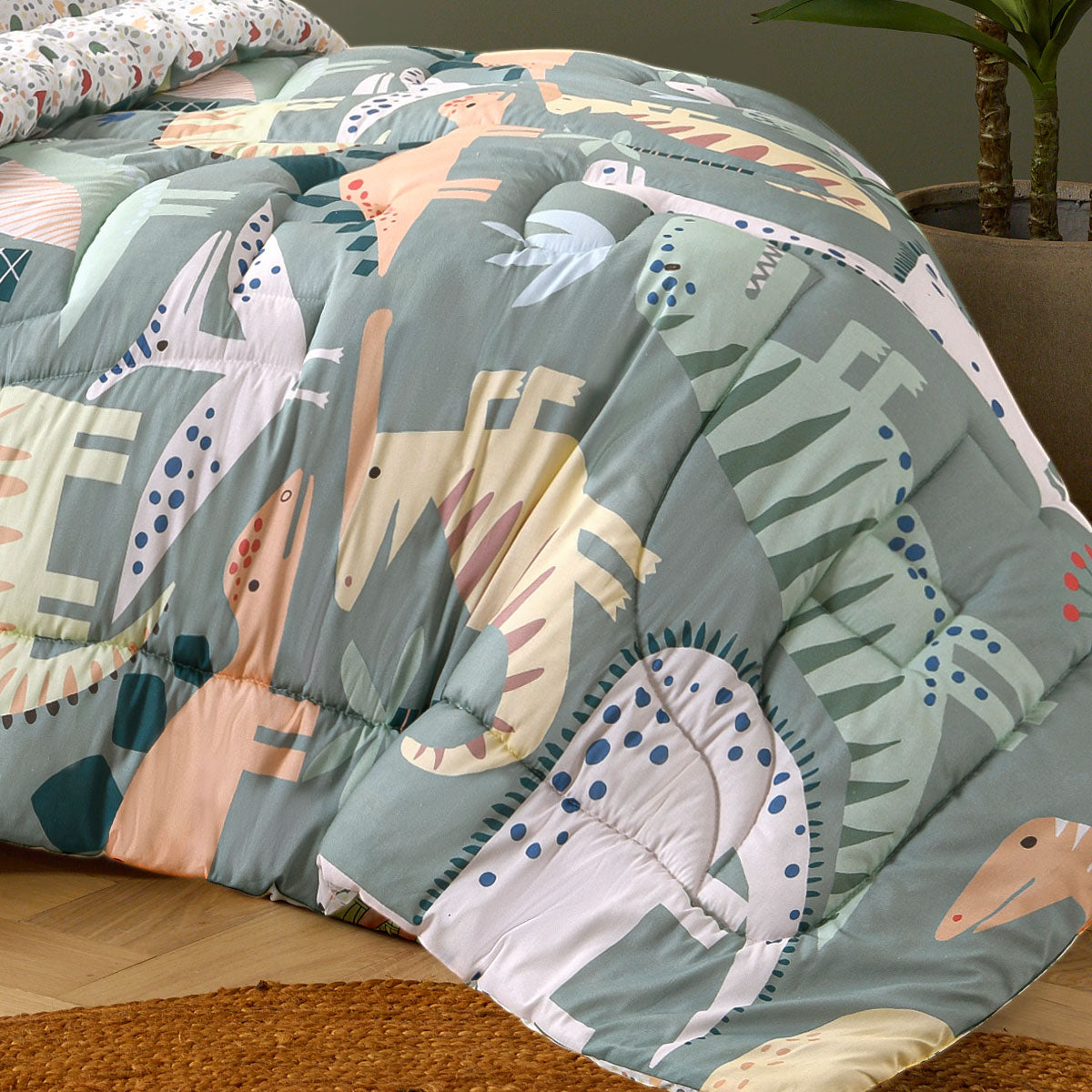 Happy Kids Dino Mania Comforter Set – Single, 2-Piece