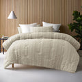 Accessorize Seersucker Polyester Comforter Set – Natural, Queen
