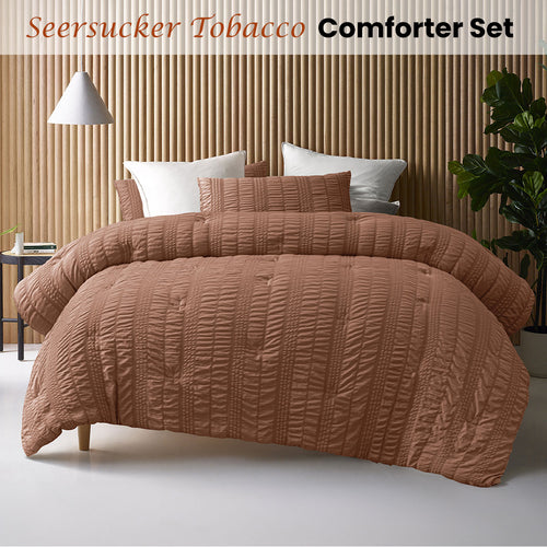 Accessorize Seersucker 3-Piece Comforter Set – Tobacco, King
