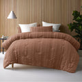 Accessorize Seersucker Polyester Comforter Set – Tobacco, Queen